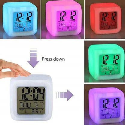 Anime Cartoon Pok é mon Cartoon Alarm Clock Creative Student 8x8x8cm LED Cube with Colorful Light Display Time Week Month
