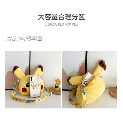 Pokemon Cute Plush Crossbody Bag Anime Figure Messenger Bag Large Capacity Storage Bag Cartoon Cosplay Birthday Party Gift