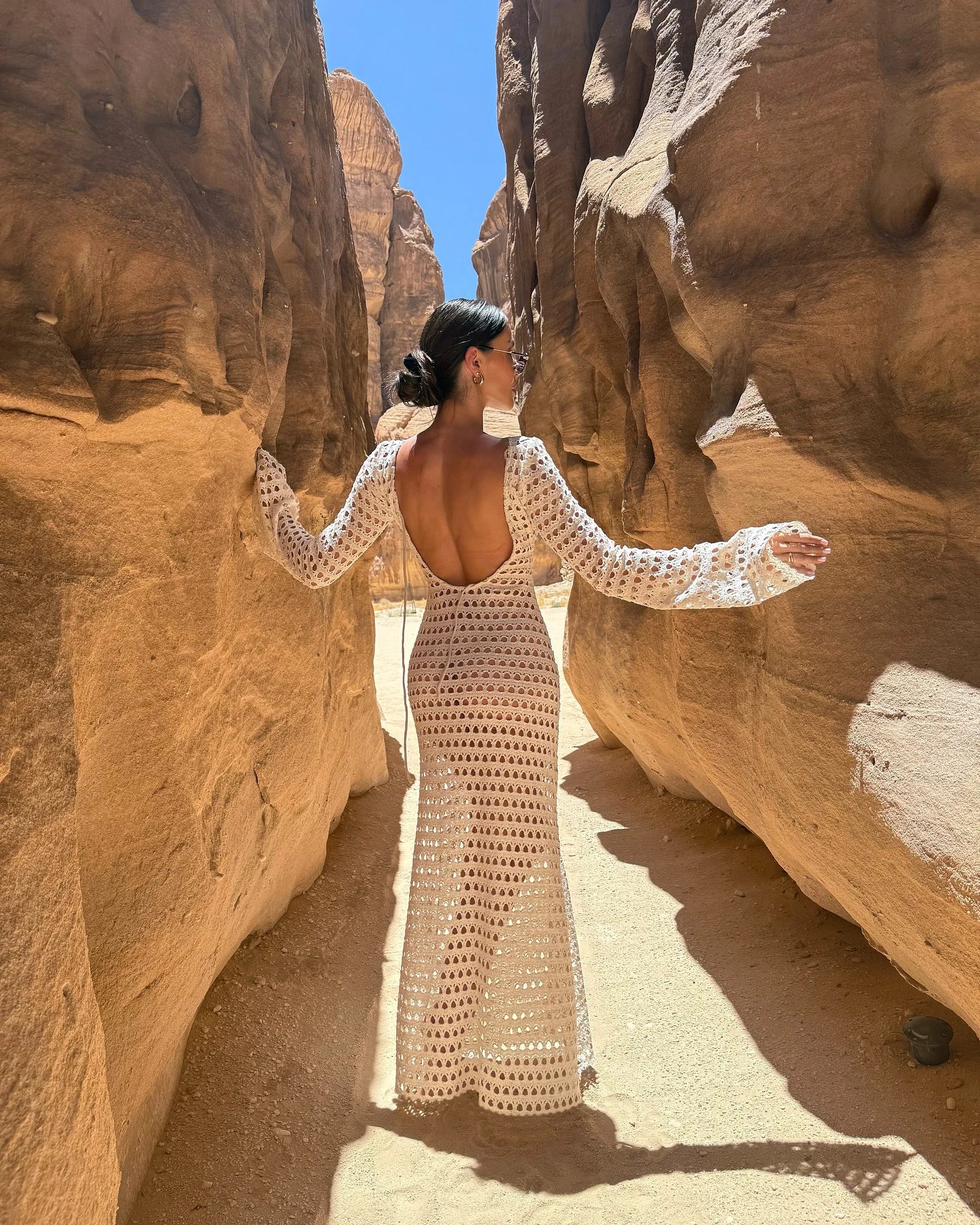 Sexy Knit Mesh Backless Long Bell Sleeve Beach Maxi Dress 2026 Women's Summer Slim Outfits Vacation Swimsuit Cover Up Tunic K205