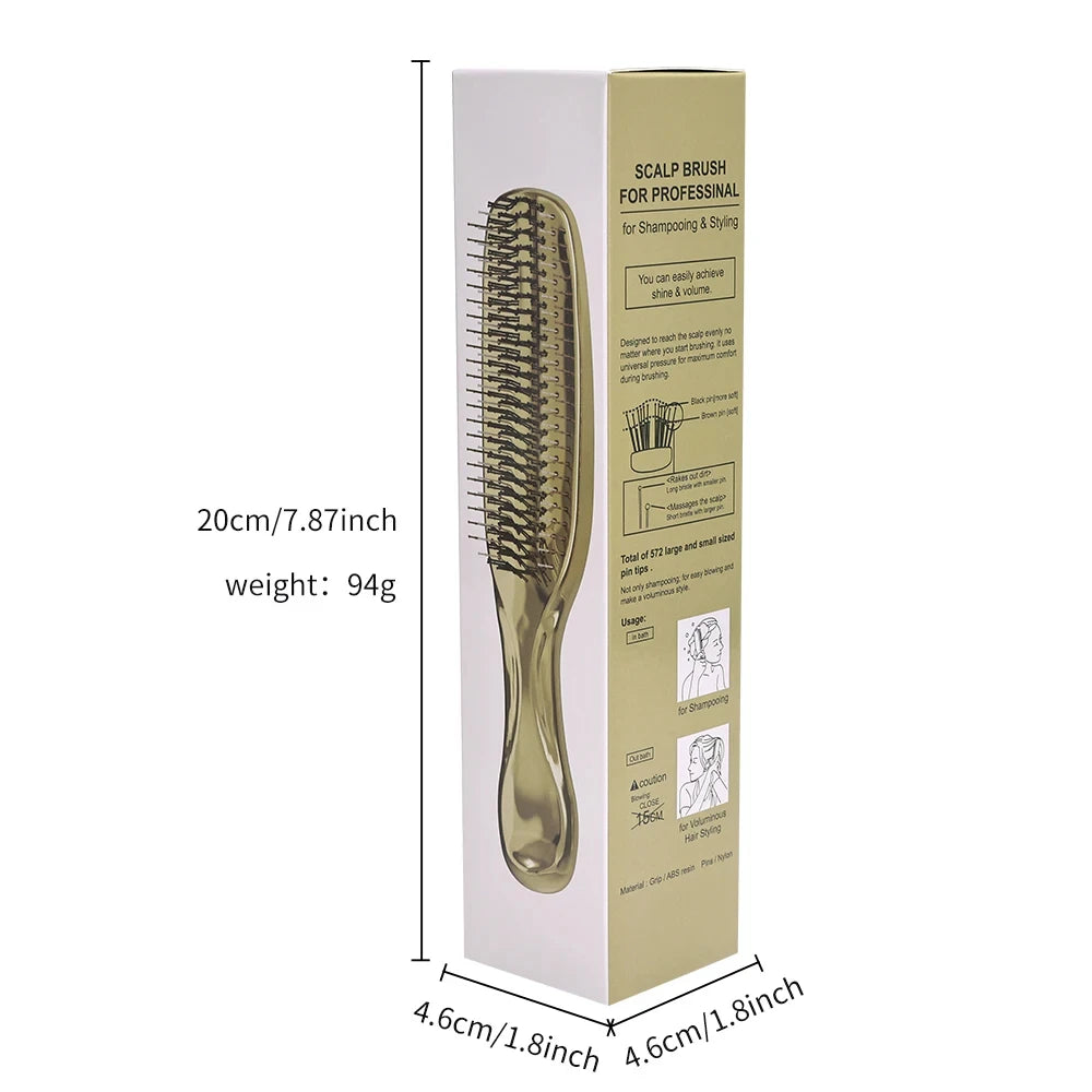 Japanese Premium Head Massager Scalp Brush Hair Massager Shampoo Brush Wet Plastic Detangling Brush Hair Cleaning Comb Rose Gold