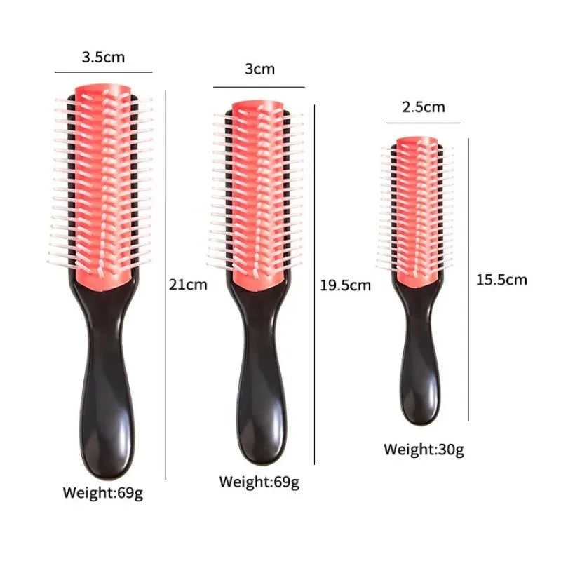 9-Row Detangling Hair Brush Denman Detangler Hairbrush Scalp Massager Straight Wet Comb for Women Men Salon Curly hair brush