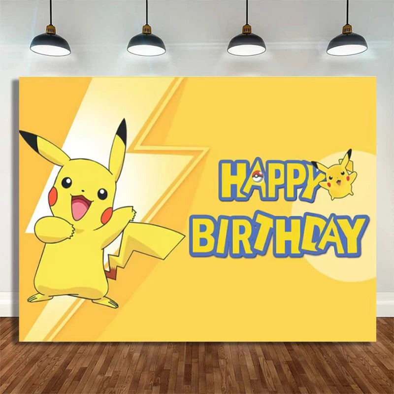 New pokemon birthday party pikachu decoration Balloon Disposable Tableware Tablecloth Straws Cup Plates Baby Shower Supplies Toy