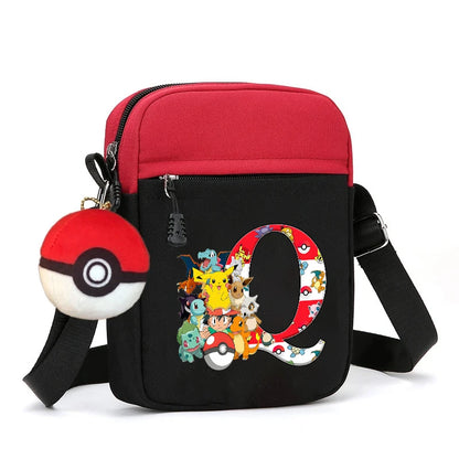 Cute Pokemons Letter A-Z Chest Packs Anime Pikachus Boy Girl Daily Travel Phone Pouch Shoulder Bag Outdoor Sport Crossbody