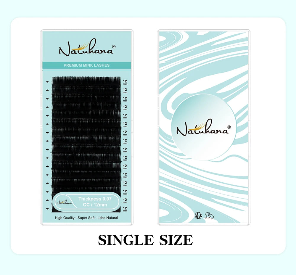 NATUHANA 16Rows B C cc D Eyelash Extensions Individual False Cilio Natural Soft Mink Lashes High Quality Matte Fake Eyelashes
