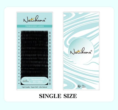 NATUHANA 16Rows B C cc D Eyelash Extensions Individual False Cilio Natural Soft Mink Lashes High Quality Matte Fake Eyelashes