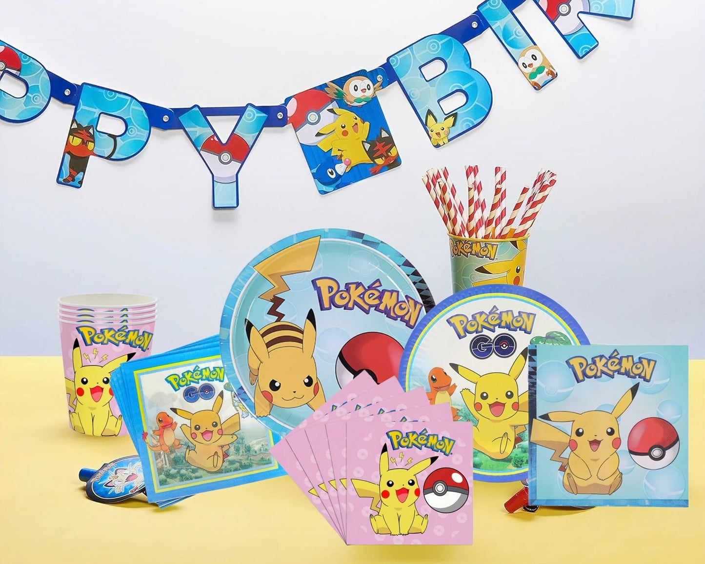 Pink Pokemon Birthday Party Decoration Disposable Tableware Set Pikachu Tablecloth Cup Plate Baby Shower Kids Diy Party Supplies