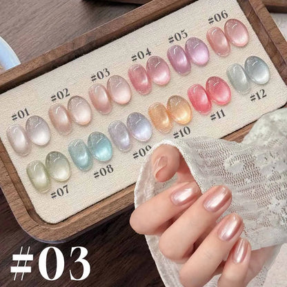 MIANEL 1-16PCS Light Smoke Magnet Cat Eye Gel Nail Polish 2025 New Glass Bead Nude Pink Nail Glue Pink Nails Blue Nails Nail Art