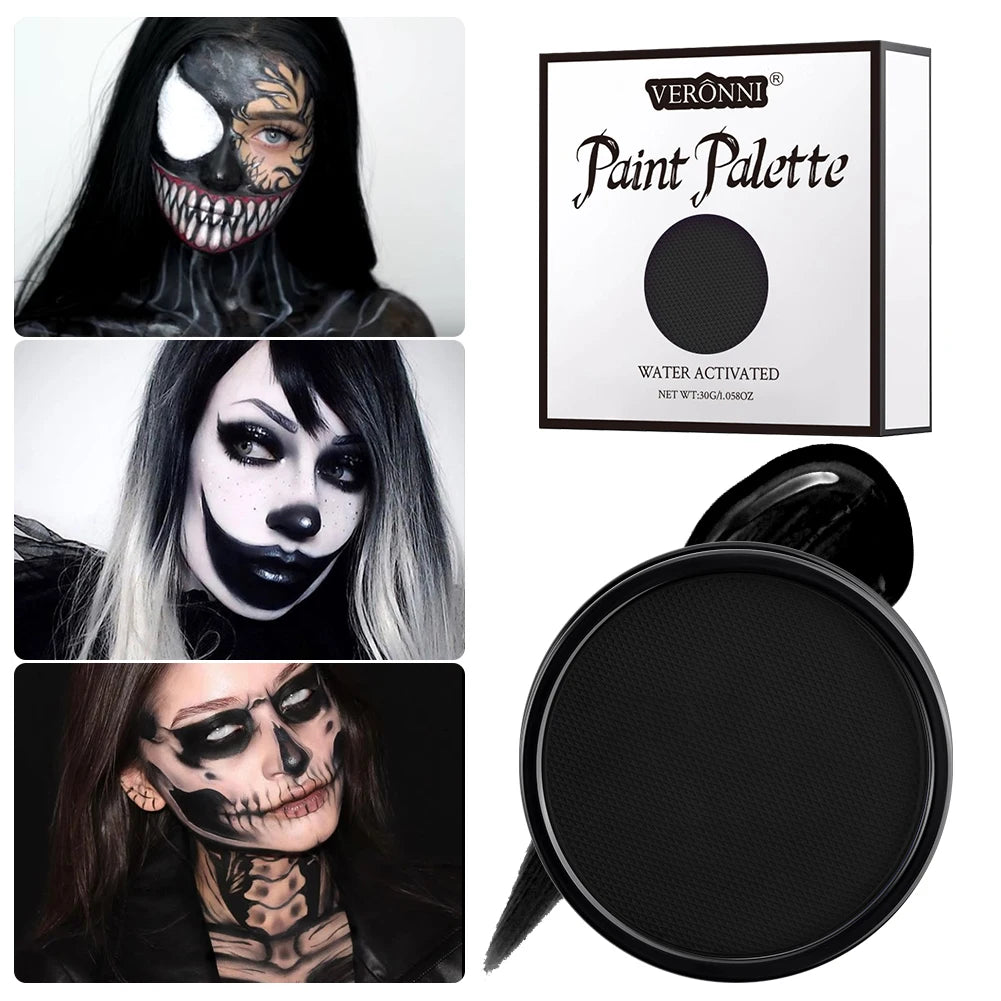 6 Colors Water Activated Face and Body Paint with 1 Brush,Non-Toxic Safe Water Soluble Face Paint for Cosplay,Halloween Makeup