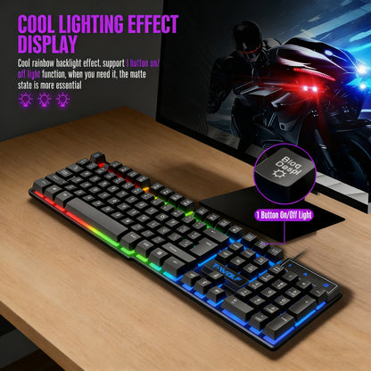 Mechanical feel Gaming Keyboard Light Backlit RGB wired keyboard USB office home  media keys Russian Spanish Arabic English