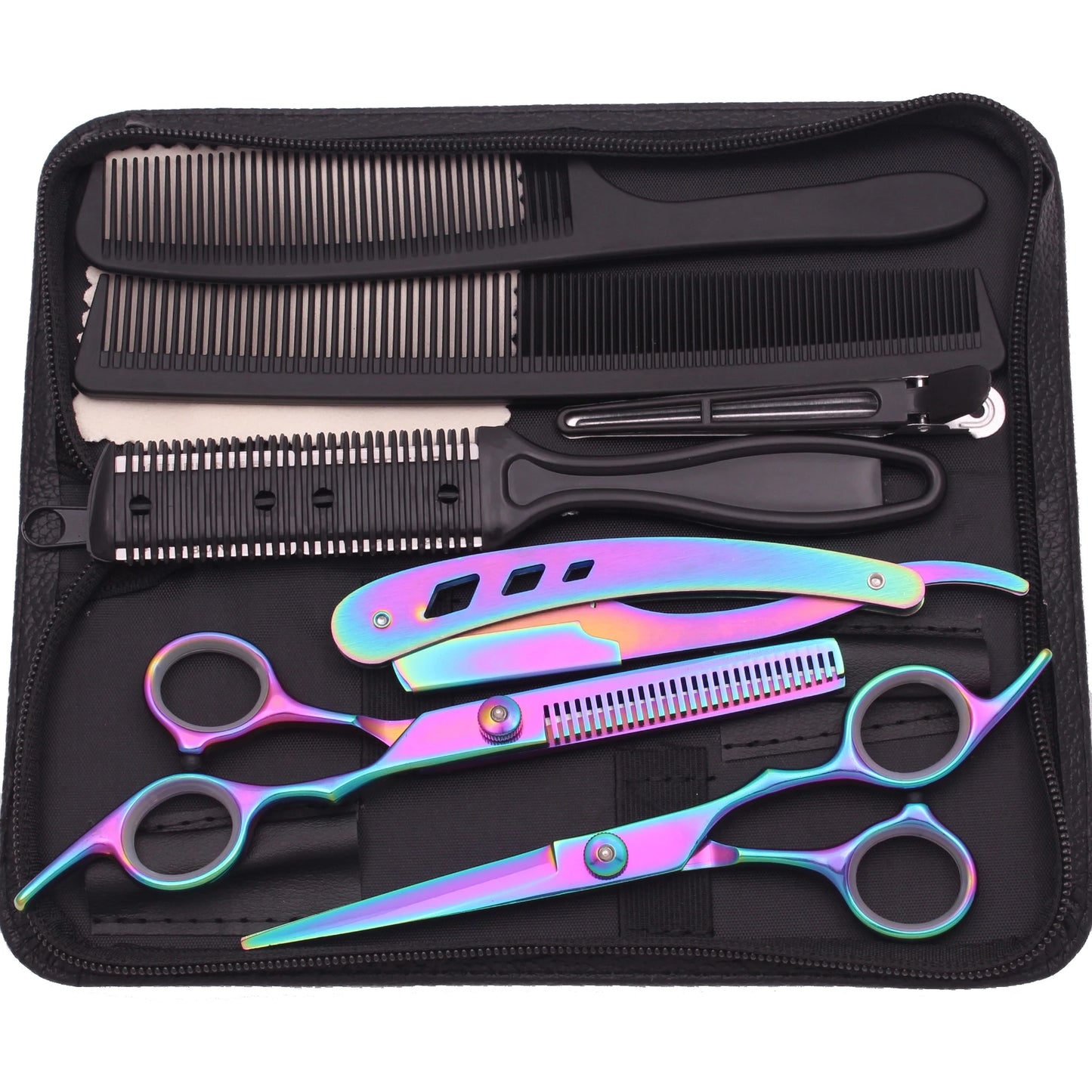 Hairdressing Scissors Japan Stainless Hair Scissors Purple Hair Cutting Scissors Barber Shop Thinning Shears Set Comb C1001