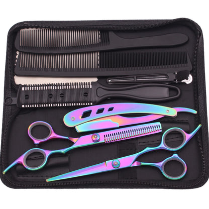 Hairdressing Scissors Japan Stainless Hair Scissors Purple Hair Cutting Scissors Barber Shop Thinning Shears Set Comb C1001