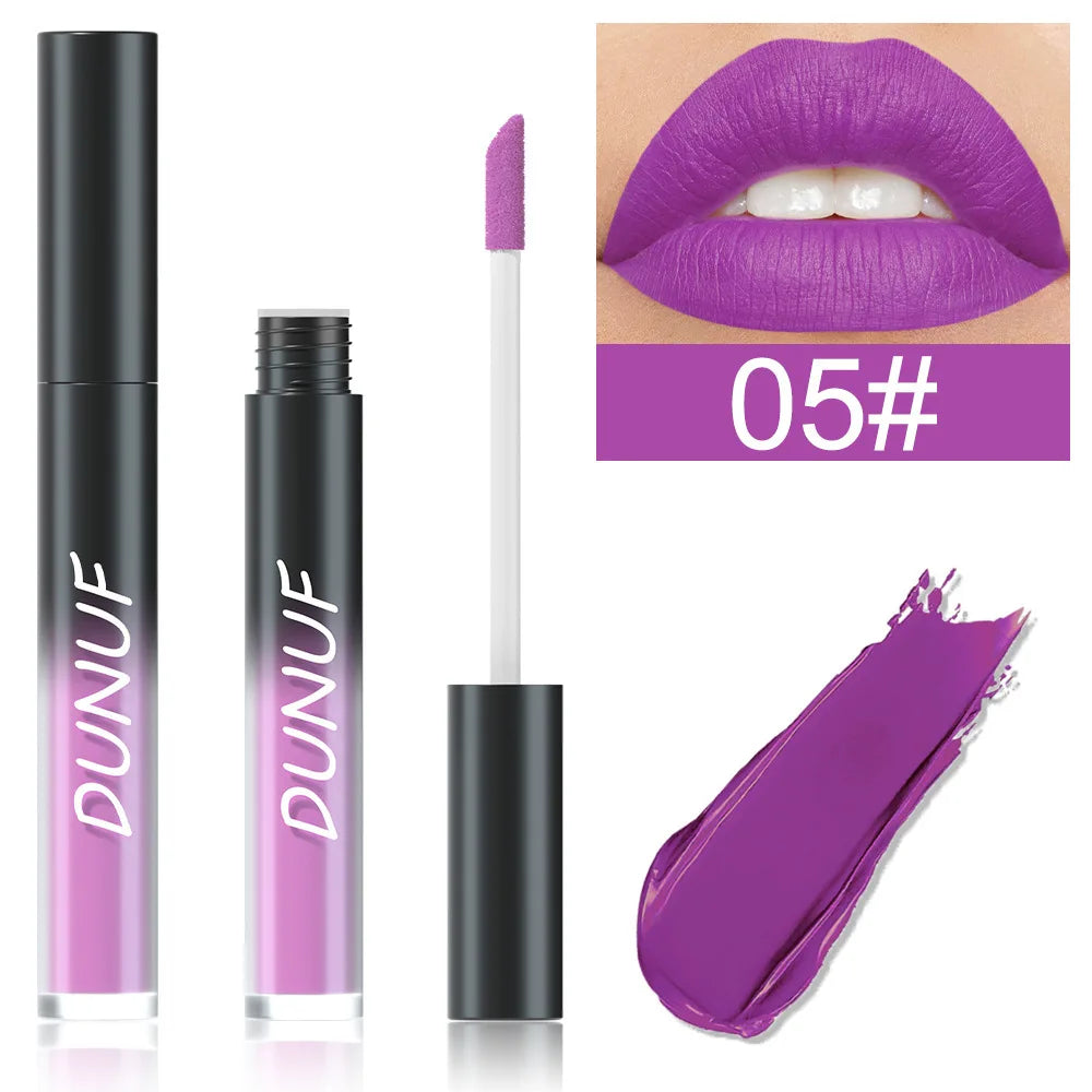 DUNUF 32 Color Matte Liquid Lipstick: Bold Pigment Non-Stick Lip Glaze