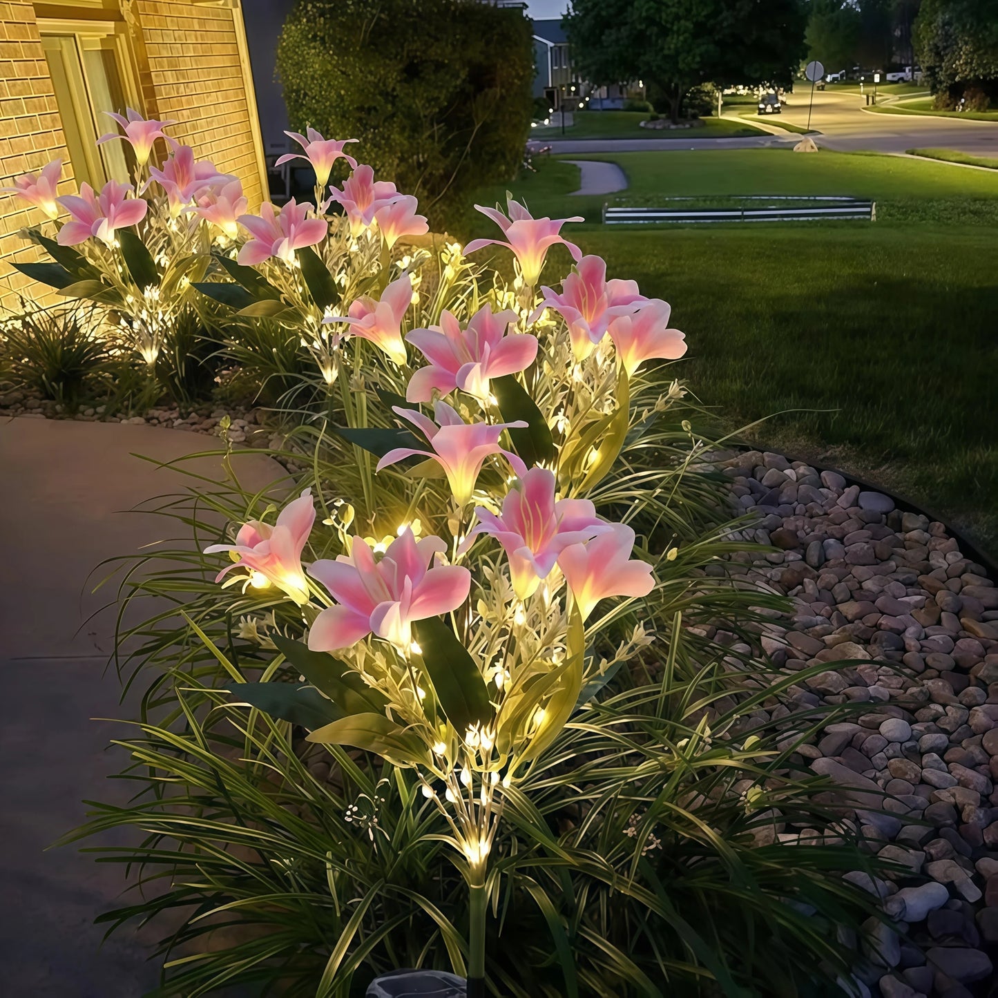 Auto Solar Lily Garden Lights (7 Heads) - Waterproof LED Outdoor Flower Decor for Yard, Pathway, Camping, Wedding | Ground Spike