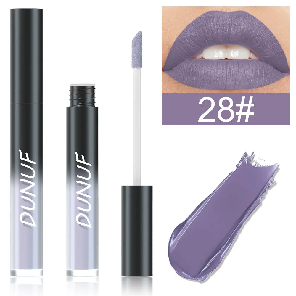 DUNUF 32 Color Matte Liquid Lipstick: Bold Pigment Non-Stick Lip Glaze