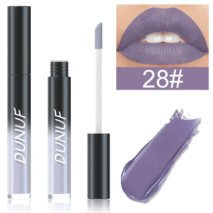 DUNUF 32 Color Matte Liquid Lipstick: Bold Pigment Non-Stick Lip Glaze