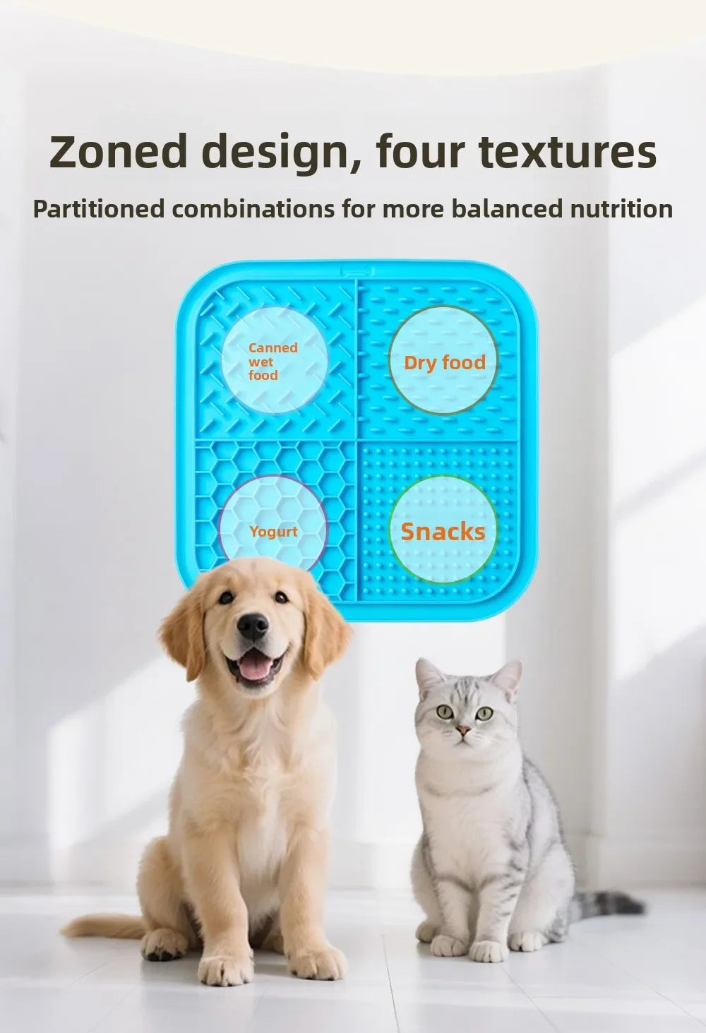 BPA-Free Silicone Pet Lick Mat: 4-Texture Slow Feeder with Powerful Suction Cups