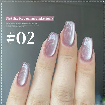 MIANEL 12ML Glass Bead Cat Eye Gel Nail Polish Flash White Spar Nude Color Magnetic Nail Polish White Nails Summer Nails 1-12pcs
