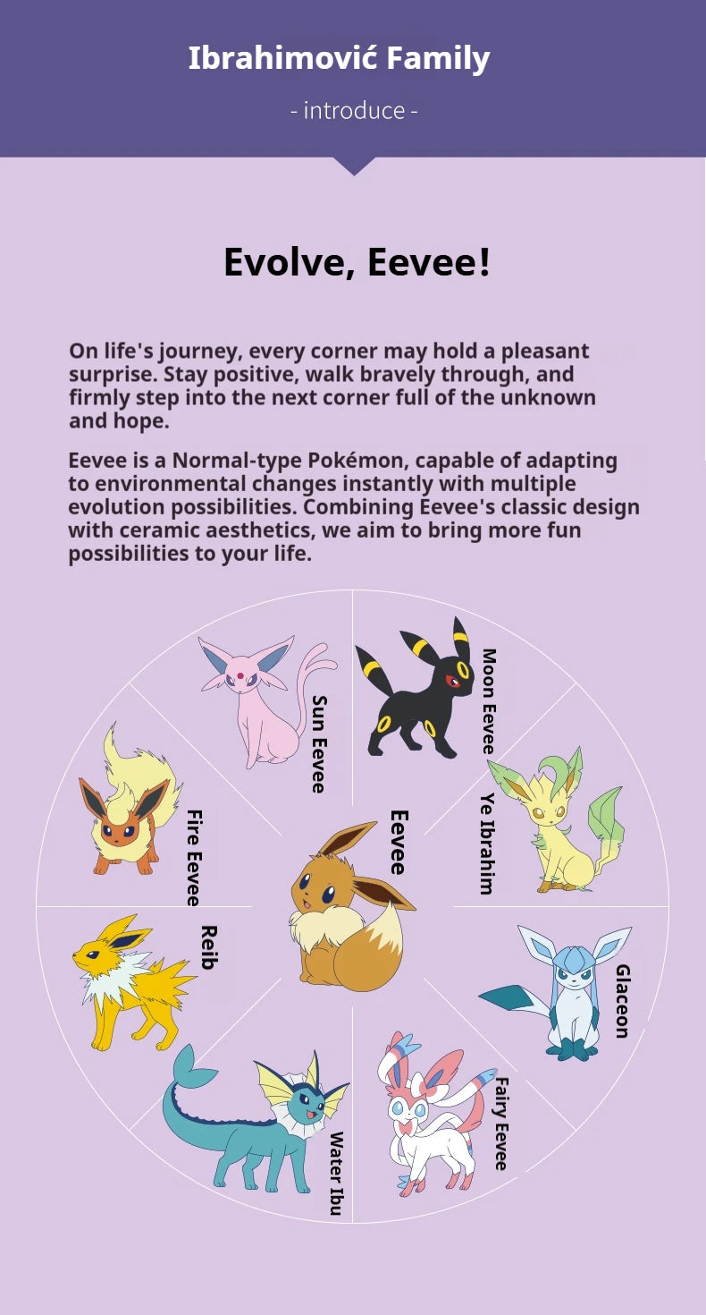 SHUNXIANG Pokémon Licensed Eevee Series Ceramic Plate Set Starry Sky Gift Box 9Pcs Dish Anime Themed Porcelain Tableware Gift