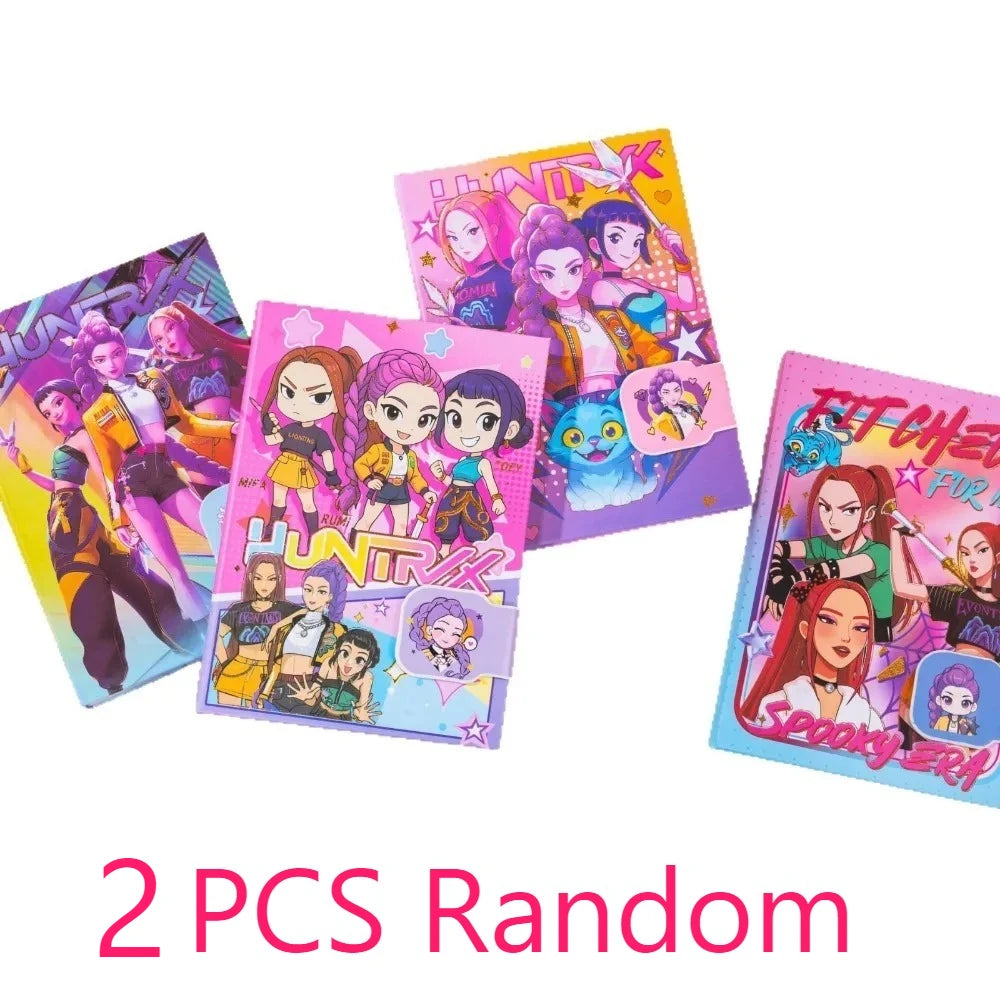 4PCS 32K Korean Style Journal Notebook, Anime Girl Group Magnetic Buckle Diary, Colorful Durable Student Stationery