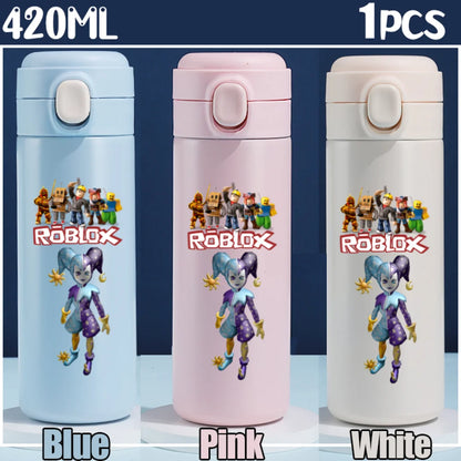 Roblox Anime Water Bottle DynaBlocks 304 Stainless Steel Thermos Cup 420ML Gourde Game Straight Drinking Cup Holiday Gifts