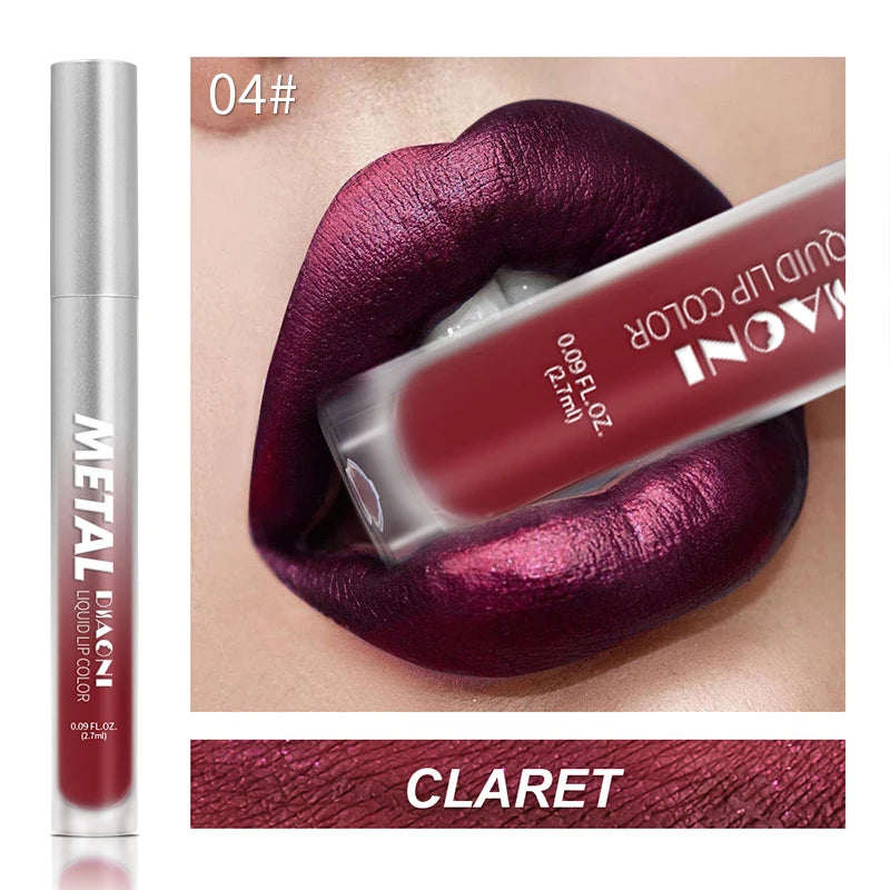 12 Colors Glitter Metallic Liquid Lipstick Pearlescent Waterproof Shiny Lip Gloss Non-stick Cup Long Lasting Shimmer Lips Makeup