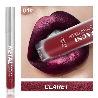 12 Colors Glitter Metallic Liquid Lipstick Pearlescent Waterproof Shiny Lip Gloss Non-stick Cup Long Lasting Shimmer Lips Makeup