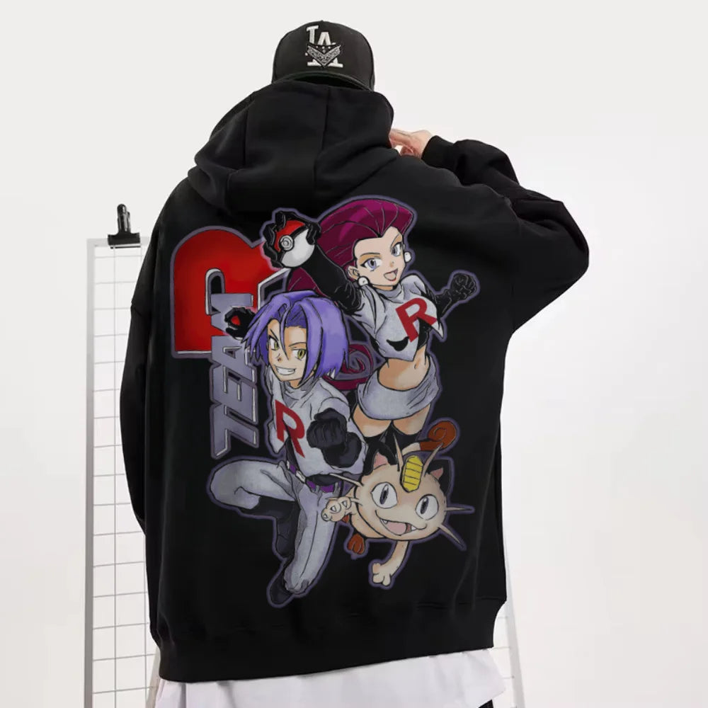 2025 Pikachu Ash 1995 Printed Oversized 4xl Pok É Mon Men's and Women's Autumn and Winter Fleece Y2K Halloween Hooded Sweatshirt