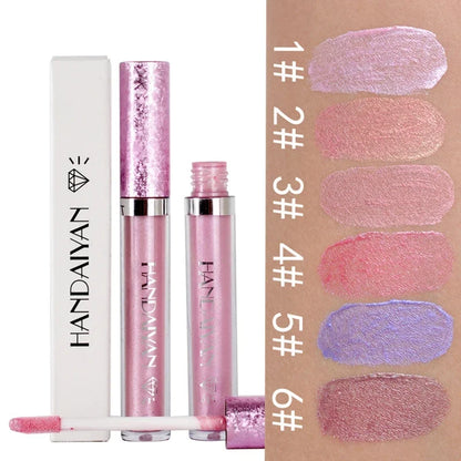 6 Colors Waterproof Nude Pink Glitter Lipstick Makeup Long Lasting Velve Red Sexy Shimmer Lipsticks Cosmetics Beauty