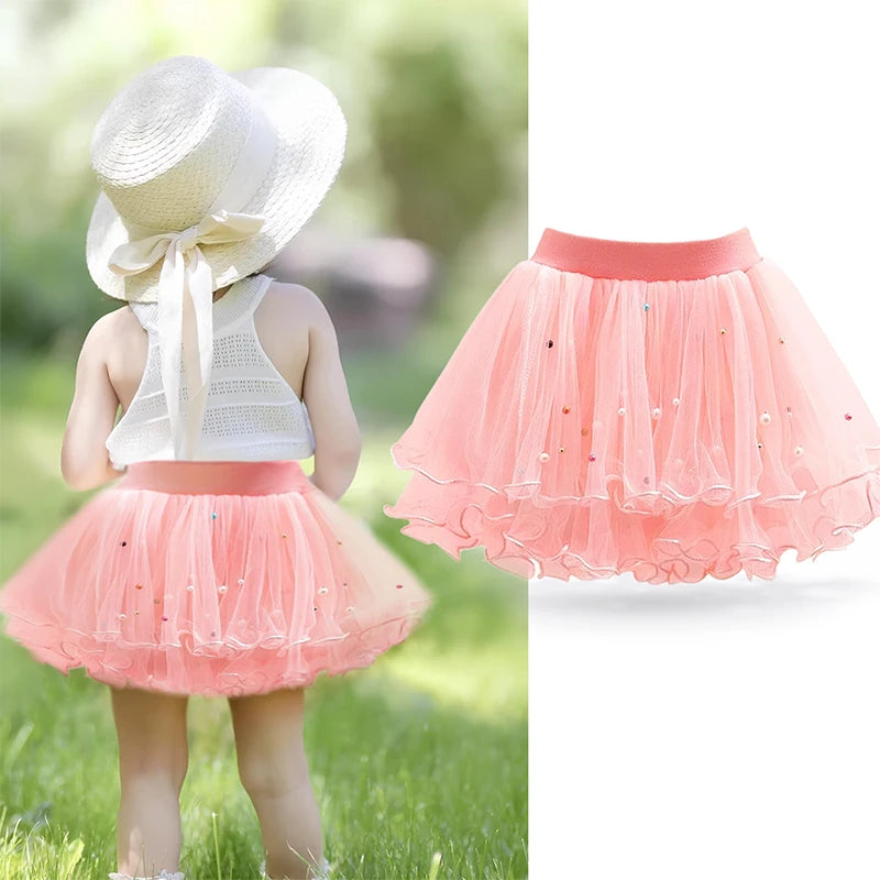 Girls' K-Pop HUNTRX Princess Set: Tie-Dye Graphic Tee & Pearl Tutu Skirt 2-Piece Outfit