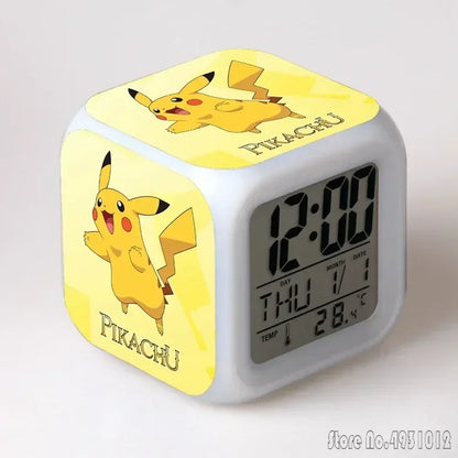 Anime Cartoon Pok é mon Cartoon Alarm Clock Creative Student 8x8x8cm LED Cube with Colorful Light Display Time Week Month