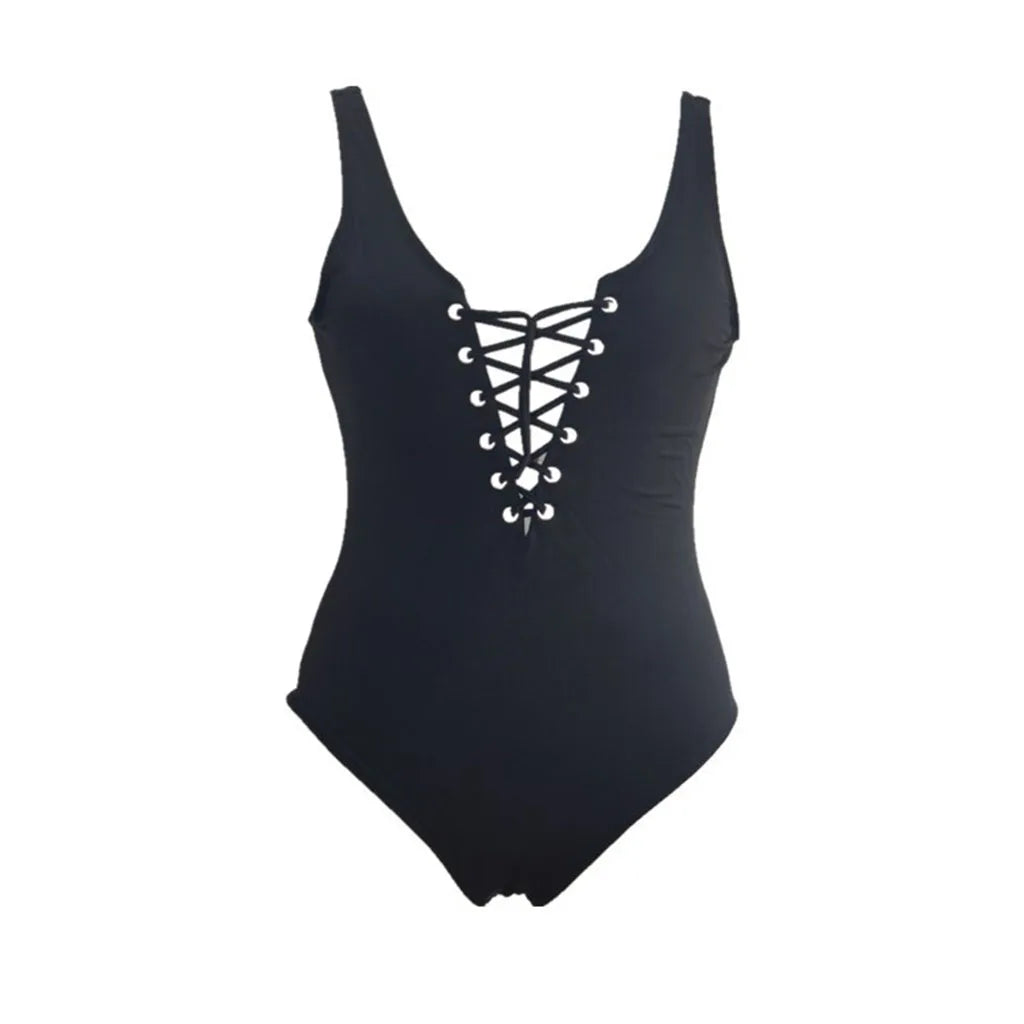 2025 Lace-up swimsuit Triangle bikini new one-piece swimsuit thong sexy tight beach bathing beach swimsuit