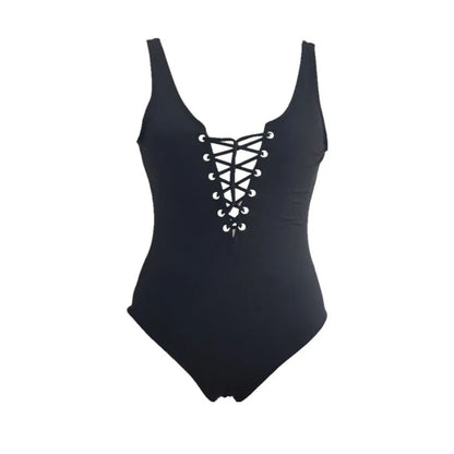 2025 Lace-up swimsuit Triangle bikini new one-piece swimsuit thong sexy tight beach bathing beach swimsuit