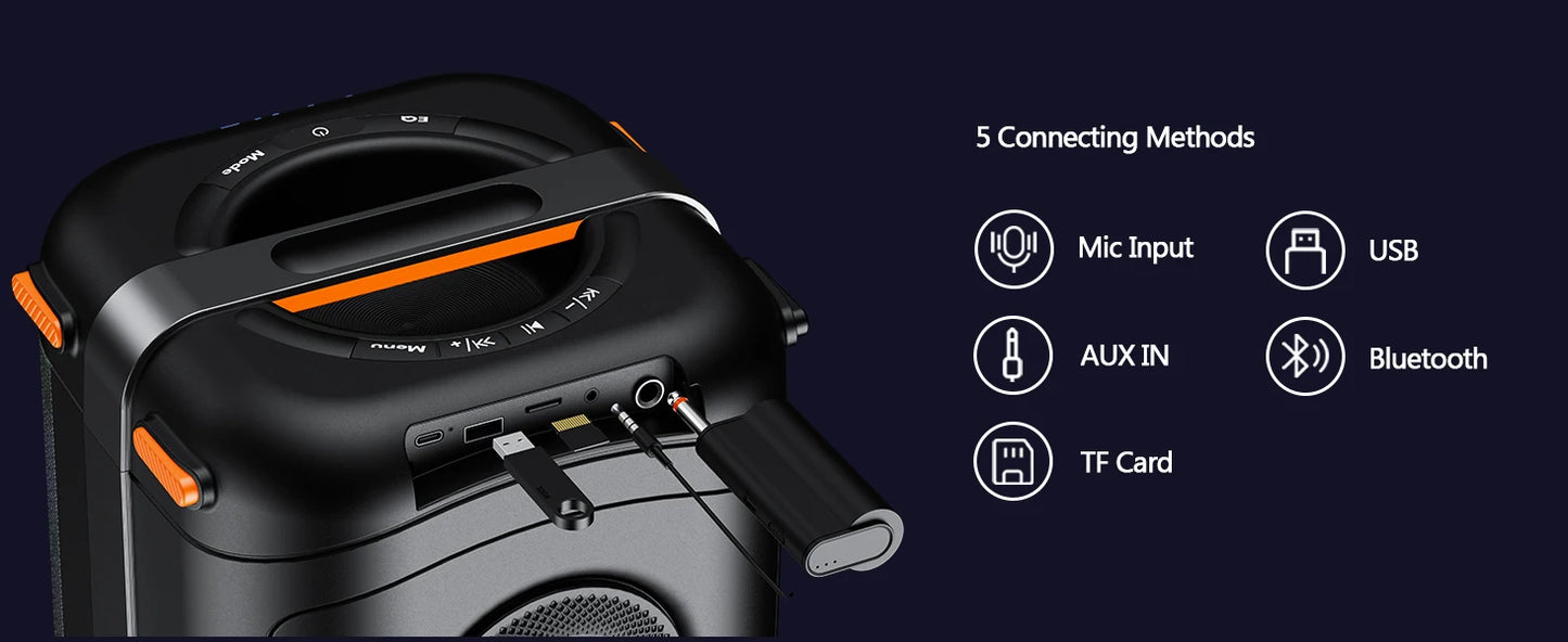 T27 Wireless Bluetooth Speaker, Karaoke Machine with 2 Microphone, Home Karaoke Party Speaker with Led Light