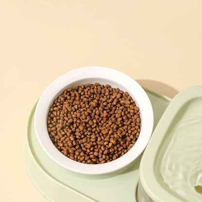 Cat Food Bowl Pet Automatic Feeder Water Dispenser Dog Cat Food Container Drinking Dish Anti Slip Double Bowl