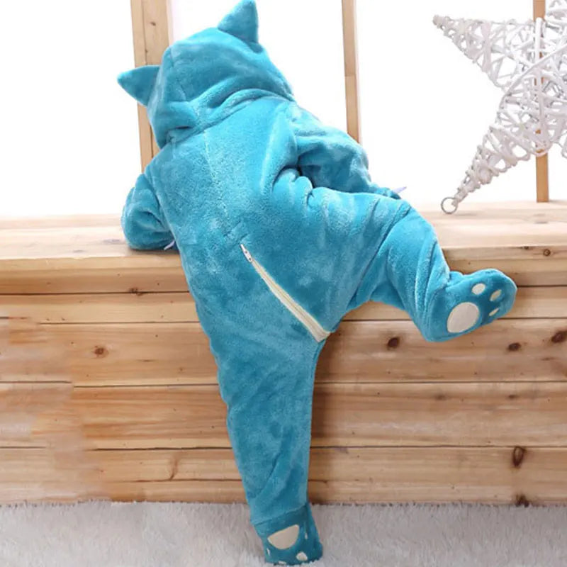 Boys Girls Squirtle Costume 0-3 Y Baby Romper Anime Pokemon Cosplay Kigurumi Blue Cute Pajama Onesie Halloween Animal Clothes