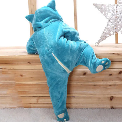 Boys Girls Squirtle Costume 0-3 Y Baby Romper Anime Pokemon Cosplay Kigurumi Blue Cute Pajama Onesie Halloween Animal Clothes