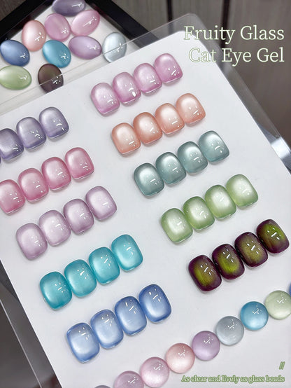 10pcs Glass cat eye nail polish gel Set 2025 new style Blue Pink cat eye nail art suitable for women's nail salon