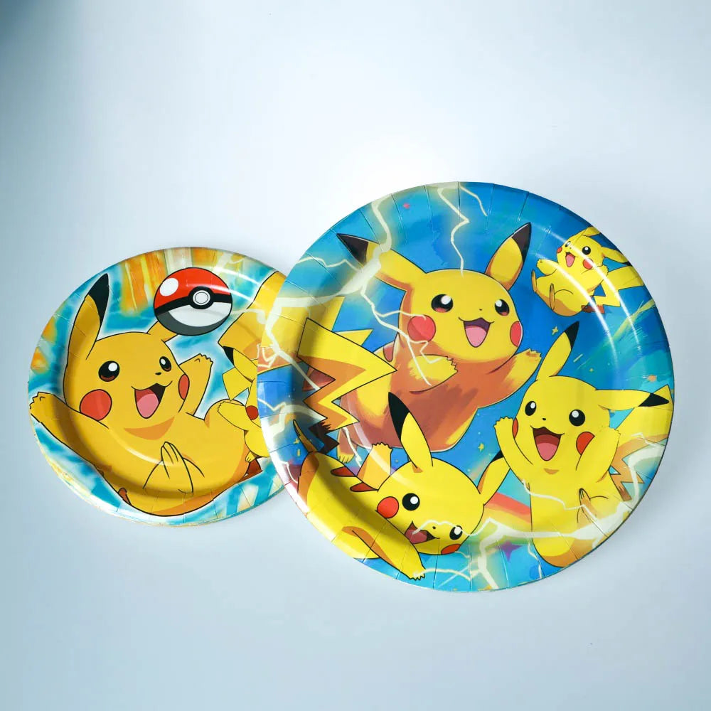 60pcs Pokemon Tableware Pikachu Birthday Decoration Disposable Cups Plates Napkins Happy Birthday Baby Shower Supplies Toys ﻿