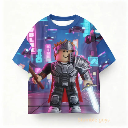 Boys Clothes Girls Kids Roblox Summer Tee Anime Game T-shirt