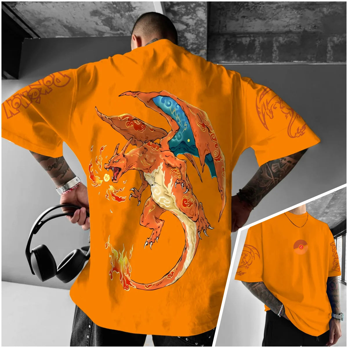 Bandai Pokémon World Harajuku Style Oversized Anime Print Adult Kids T-Shirts Summer Quick-dry Comfy Casual Light Plus Size