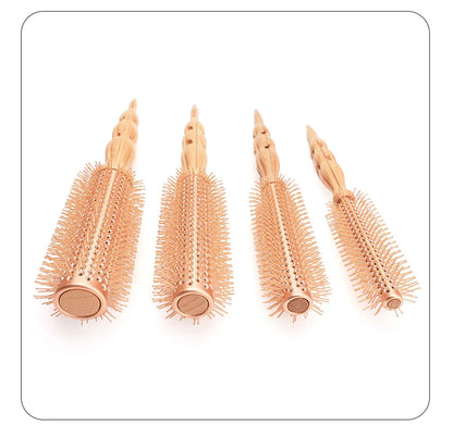 Professional Wood Round Curly Combs For Women Hairdressing Massage Brush Salon Barber Aluminum Tube Hair Styling Comb New Type
