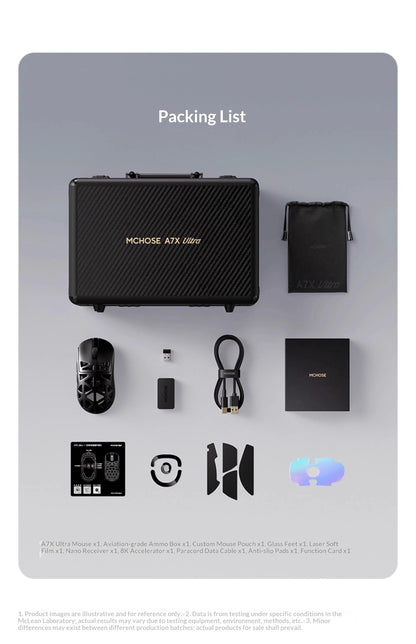 MCHOSE A7X Ultra Magnesium Alloy Wireless Mouse Game E-sports Bluetooth third mock examination PAW3950TI Lightweight