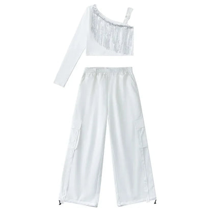 Hip Hop Girls K-pop Elegant Crop Top Shorts Street Dance Cargo Pants Kids Streetwear Child Jazz Costumes Girl Group Clothes Sets