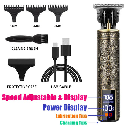 T9 Carving Vintage Hair Clipper For Mens Grooming Essential Tools USB Fast Rechargeable Beard Hair Trimmer Provide Precise Shave