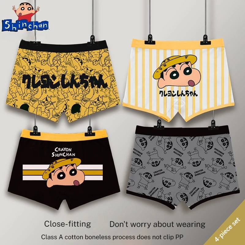 4-Piece Set Pikachu Boys' Underwear Pure Cotton Children'S Flat Corner Pants Summer Thin Spring Cartoon Cute Shorts