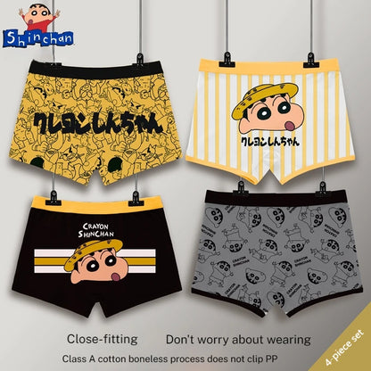 4-Piece Set Pikachu Boys' Underwear Pure Cotton Children'S Flat Corner Pants Summer Thin Spring Cartoon Cute Shorts