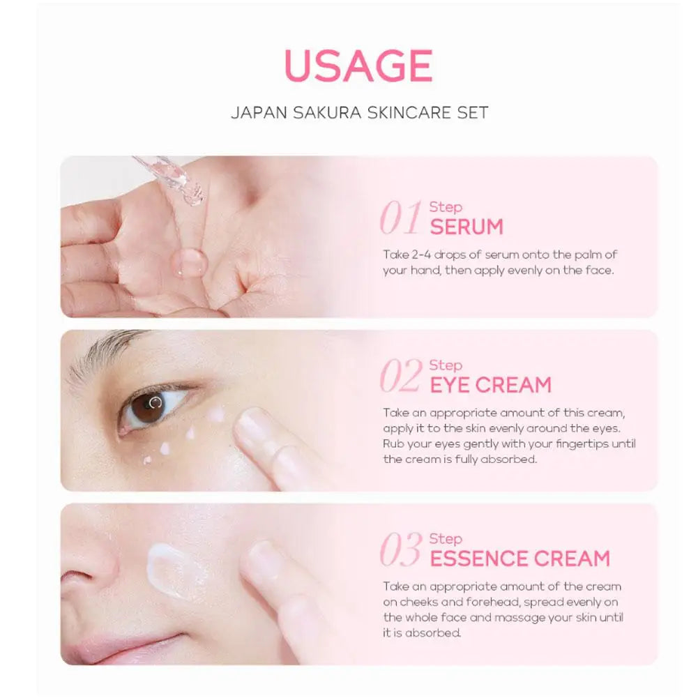 LAIKOU Japan Sakura Skin Care Set: 5-Piece Hydrating & Brightening Kit