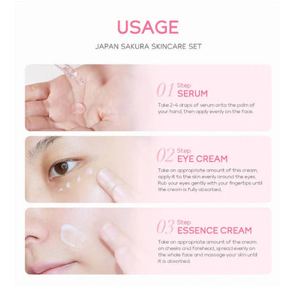 LAIKOU Japan Sakura Skin Care Set: 5-Piece Hydrating & Brightening Kit