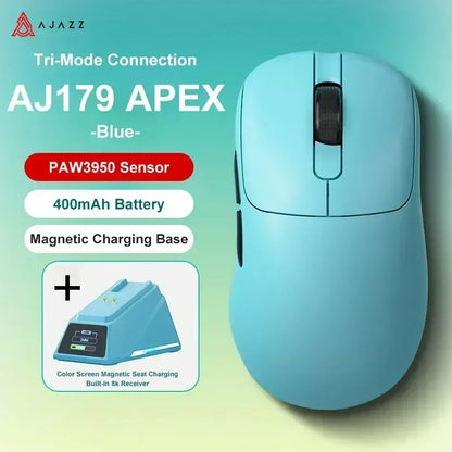 Ajazz AJ179 Apex AJ179PRO 8kHZ Wireless  Gaming Mouse PAW3950 Sensor 30000DPIR GB Charging Dock Macro Defines The Wired Mouse