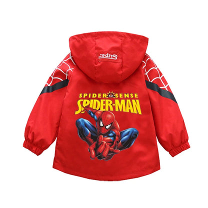 Boys Spiderman Hooded Jackets 1-10 Years Girls Spring Autumn Stitch Print Sports Coats Children Cartoon Outerwear Kids Clothes